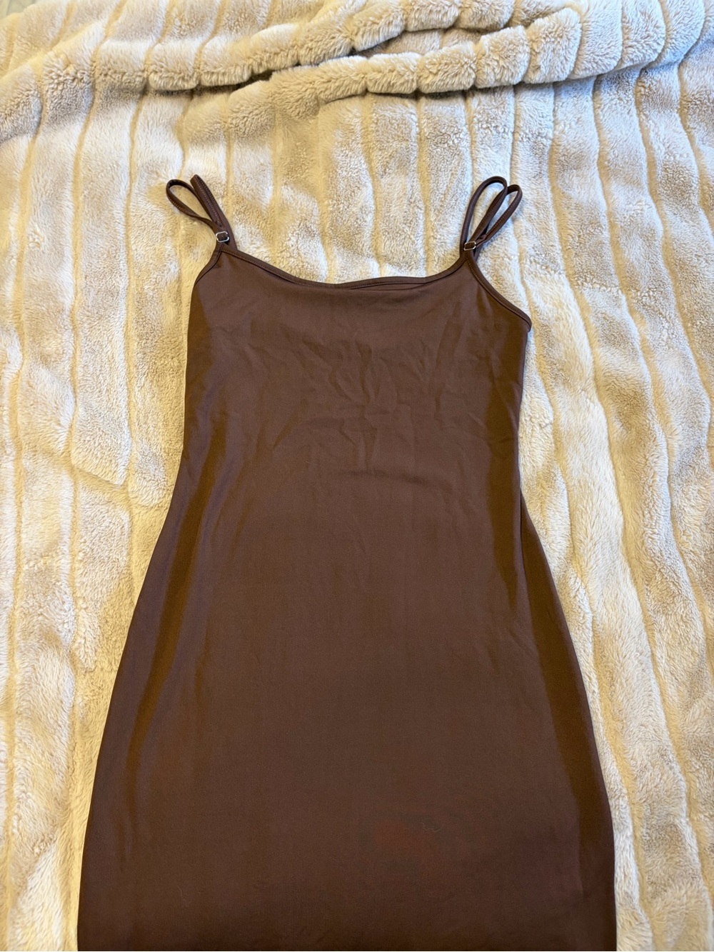 Simple Brown Spaghetti Strap Maxi Dress